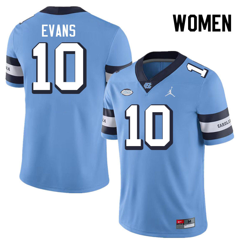 Women #10 Desmond Evans North Carolina Tar Heels College Football Jerseys Stitched-Throwback